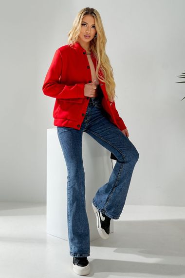 Бомбер женский искусственный кашемир, цвет красный, 257R325 | Зображення 7
