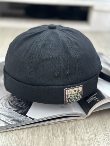 Коротка шапка міні біні, докер Denim чорний 56-60р (2355)