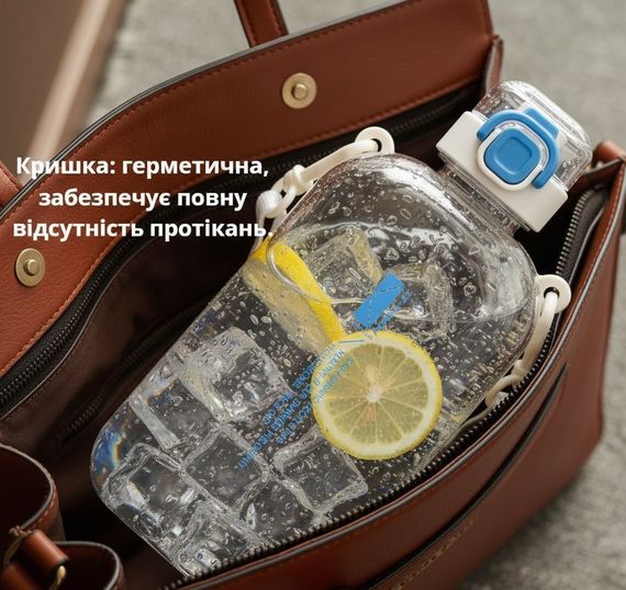 Спортивна пляшка для води SPORT (750 мл) — BPA-free пластик, бежево-синя | Зображення 7