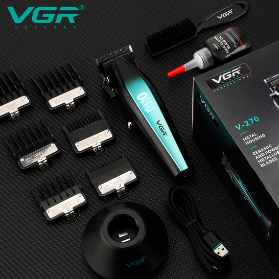 Аккумуляторная машинка для стрижки VGR V-270, 6 насадок, 9000 RPM, 2500 mAh, LED дисплей | Зображення 8