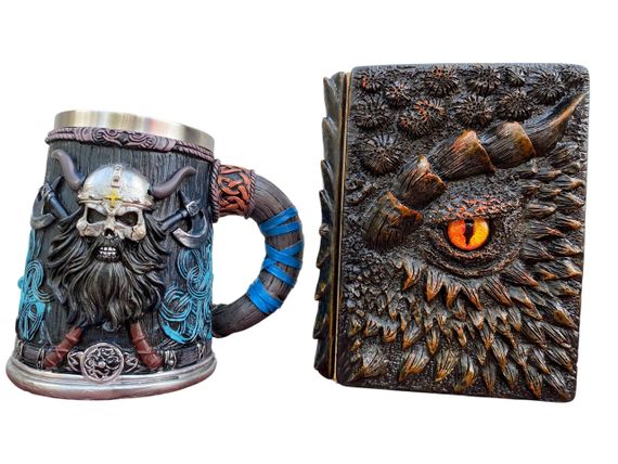 Подарунковий набір Кухоль 3D Скандинавський Воїн і Блокнот 3D «Жар Серця Дракона»