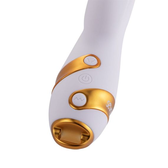 Вібратор-кролик з пульсацією та флогером LOCKINK SEVANDA Whip Vibrating Massage Wand, біло-золотий | Зображення 4
