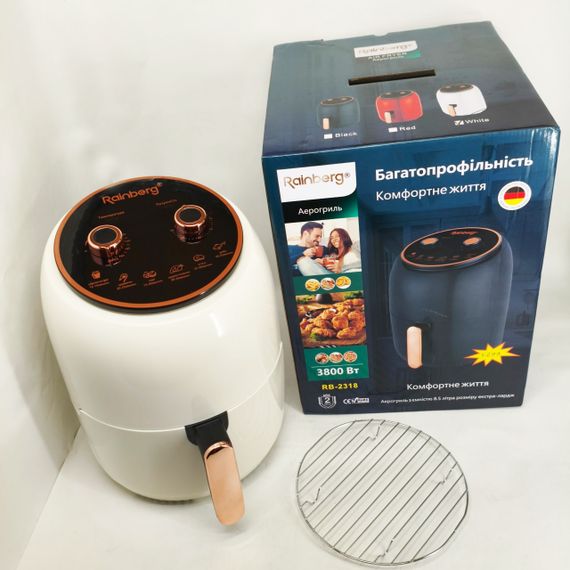 Аэрофритюрница для приготовления на воздухе Rainberg RB-2318 3800Вт 8.5л, Мультипечь с автоотключением OW-13 | Зображення 3