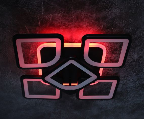 Люстра світлодіодна стельова LED світильник для квартири на стелю лед з пультом 25726 Чорний 11х40х40 см. | Зображення 4