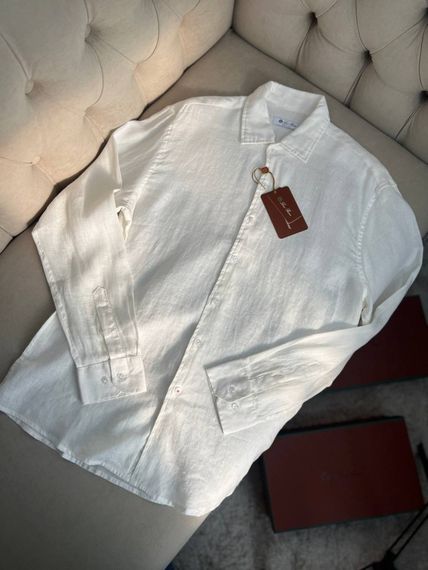 Сорочка Loro Piana льон біла p045