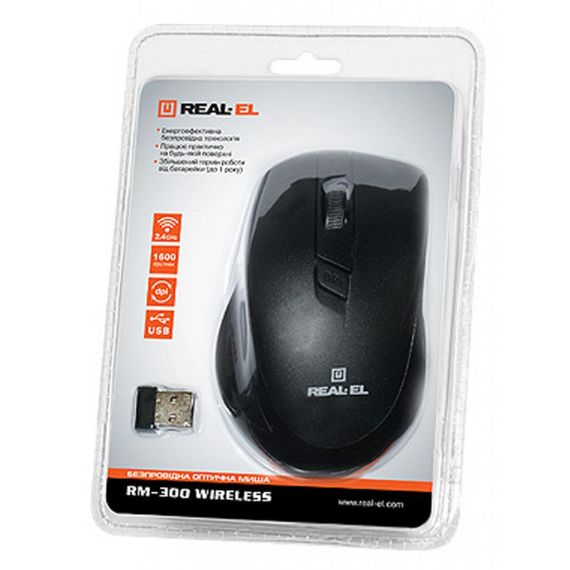 Мишка REAL-EL RM-300 black-grey | Зображення 1