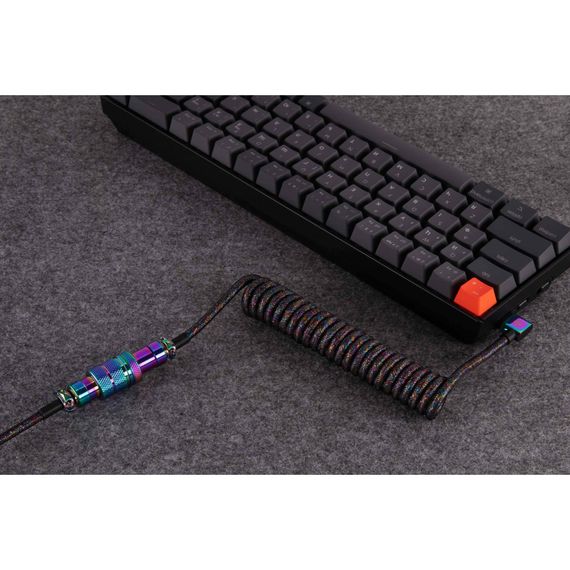 Дата кабель USB-C + USB A to USB-C 1.08m Premium Coiled Aviator black Keychron (CAB7_KEYCHRON) | Зображення 4