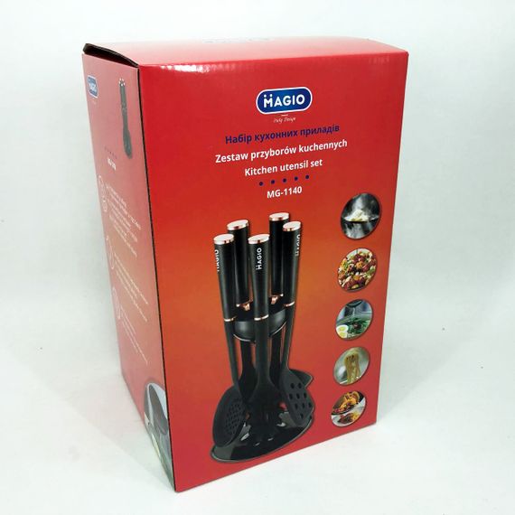 Набір кухонного приладдя MAGIO MG-1140, набір поварешок на підставці кухонний набір лопаток | Зображення 3