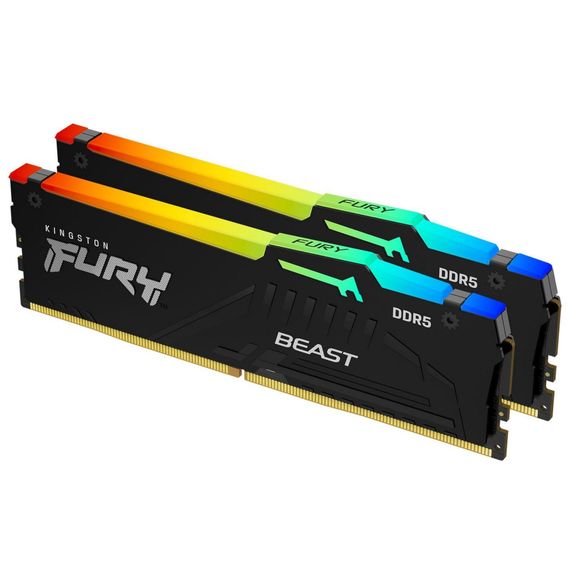 Модуль пам'яті для комп'ютера DDR5 16GB (2x8GB) 5200 MHz FURY Beast RGB Kingston Fury (ex.HyperX) (KF552C40BBAK2-16) | Зображення 1