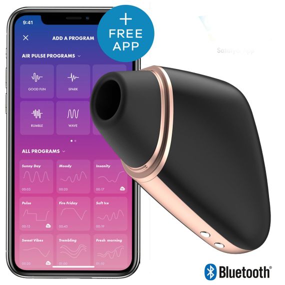 Вакуумний кліторальний стимулятор Satisfyer Love Triangle Black з керуванням через інтернет Sex Aura