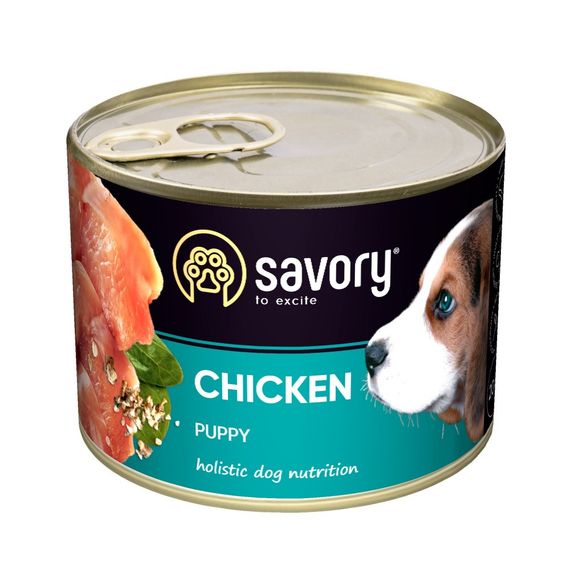 Влажный корм Savory для щенков всех пород, с курицей, 200 г
