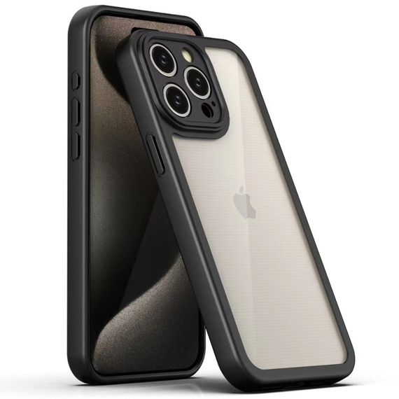 TPU чехол Transparent + Colour 1,5mm для Apple iPhone 15 Pro (6.1") Black