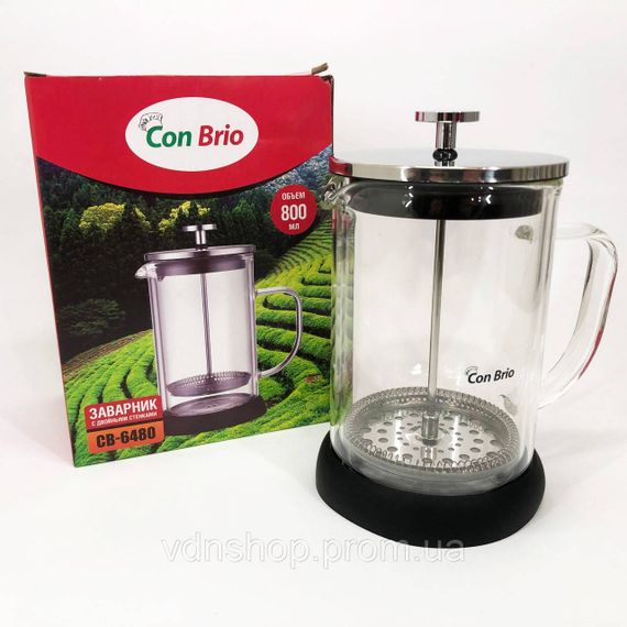 Чайники для заварки, Френч-прес для заварювання кави, Простий френч-прес, Френч-преси зі скла DE-41 | Зображення 3