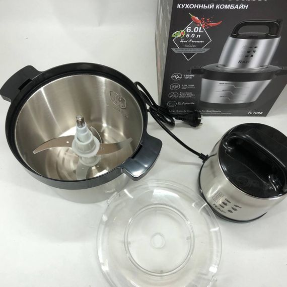 Побутовий потужний подрібнювач продуктів RAF R.7008 6 л 1600 Вт, Електричний блендер KR-85 | Зображення 5