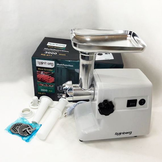 Мясорубка крупная Rainberg RB-671 2200Вт, Мясорубка с металлическим корпусом для сосисок NY-84 | Зображення 7