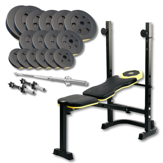 Набор Besport PowerPro 68кг с прямым грифом и скамьей WB-003