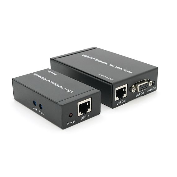 Активний подовжувач VGA сигналу до 300m по витій парі Cat5e / 6e, 1080P, Black, BOX | Зображення 1