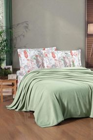 Комплект постільної білизни з пледом Kristal Ranforse 200×230 см Breeze Haki