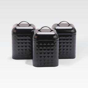 Набір металевих ємностей Maestro MR-1676-3S-BLACK для чаю кави цукру 3 шт
