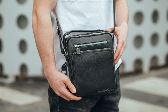 Чоловіча шкіряна сумка Tiding Bag DL9226-4 чорна | Зображення 1