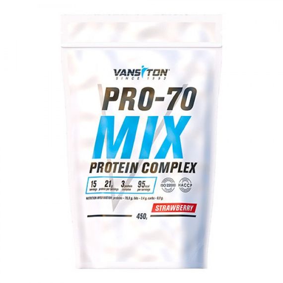 Протеин Vansiton Mega Protein Pro-70 450 г Клубника