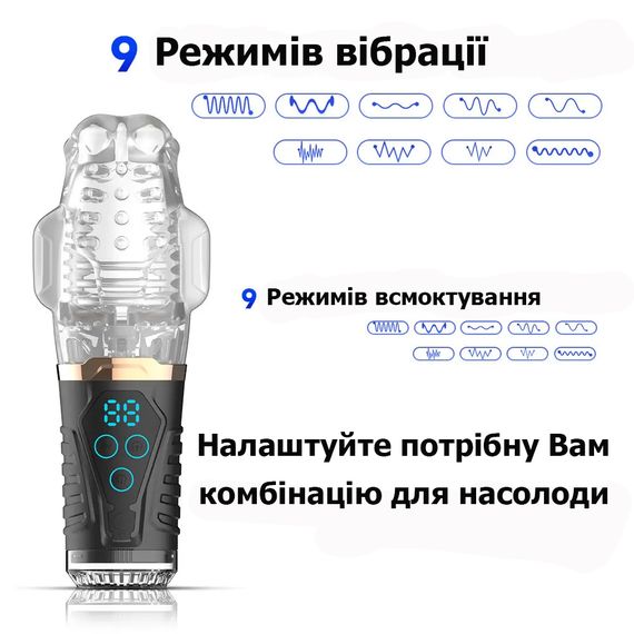 3D автоматичний фрикційний чоловічий мастурбатор із LED-дисплеєм | Зображення 1