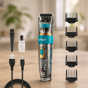 Машинка для стрижки VGR V 695 / Аккумуляторная машинка для стрижки волос + 6 насадок, с USB / Беспроводной триммер для стрижки