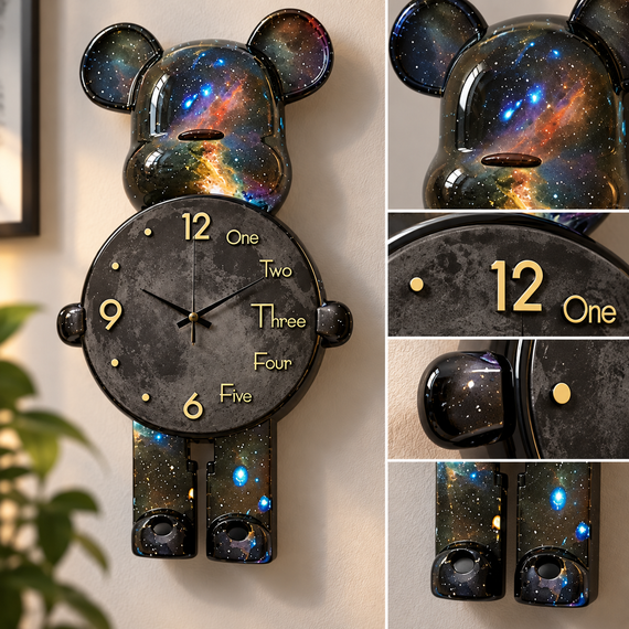 Настільний Годинник Фігурка Ведмідь Bearbrick Космічні 65 см | Зображення 1