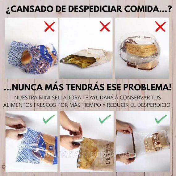 Универсальный мини-вакууматор пластиковых пакетов для консервирования продуктов питания | Зображення 4