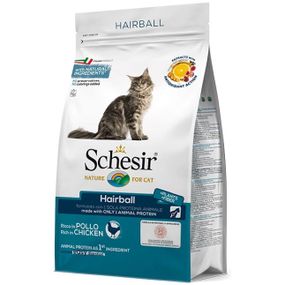 Корм Schesir Cat Hairball сухой монопротеиновый для котов с длинной шерстью с мясом курицы 1,5 кг