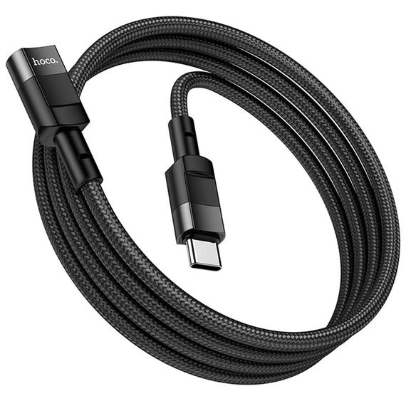 Переходник Hoco U107 Type-C male to Type-C female USB2.0 (1.2m) Black | Зображення 2