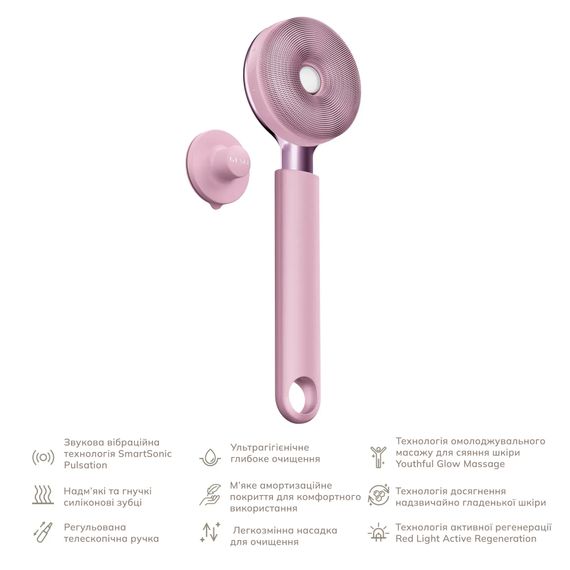 Звукова світлодіодна щітка для всього тіла GESKE Sonic LED Full-Body Brush&Intensive Exfoliator 9в1 aquamarine, Рожевий | Зображення 1