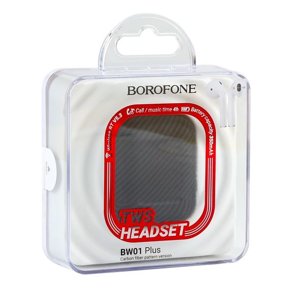 Блютуз Стерео Гарнітура Borofone BW01 Plus TWS (carbon version) | Зображення 1