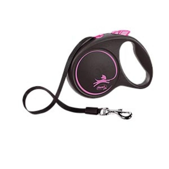 Рулетка Flexi Black Design M, стрічка 5 м, рожевий