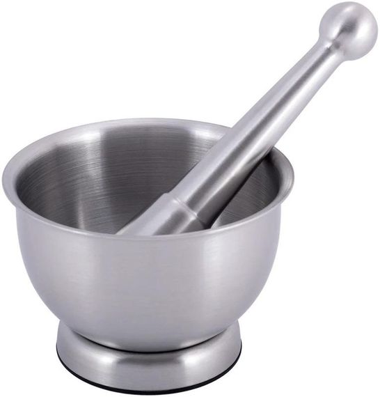 Ступа Kamille з нержавіючої сталі Ø12.5х8.5х8см зі сталевим товкачем