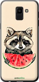 Чохол на Samsung Galaxy J6 2018 Єнотик з кавуном "4605u-1486-2448"