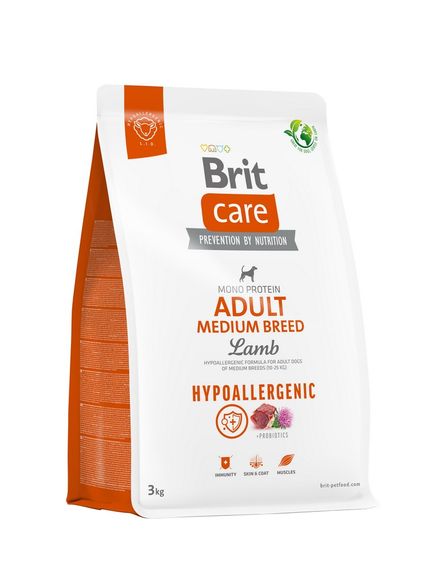 Корм Brit Care Adult Medium Breed Lamb Hypoallegic сухий для дорослих собак середніх порід з ягням 3 кг