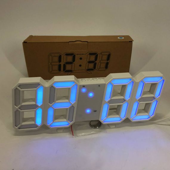 Годинник настільний LY-1089 з білим підсвічуванням LED синій, Годинник настільний професійний електронний | Зображення 6
