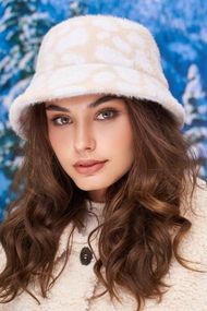 Теплая мягкая панама окраски коровы (6082-1) кремовый + белый