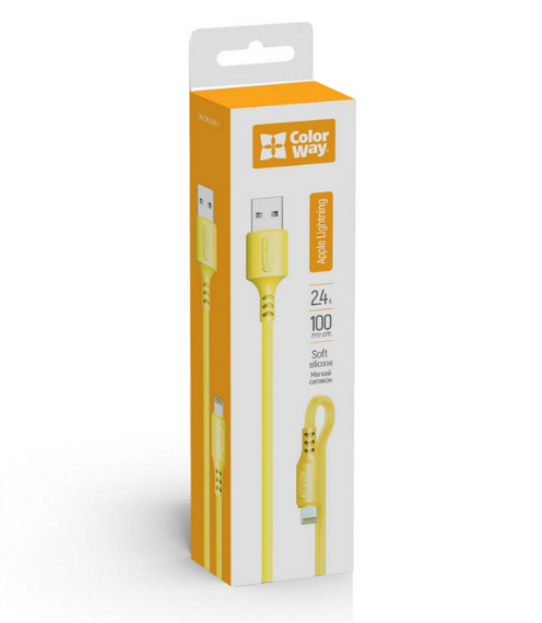 Кабель USB Lightning ColorWay CW-CBUL043-Y 2,4A 1 м жовтий