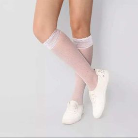 Длинные гольфы в сетку - Белый - XS/S/М – Эротическое бельё