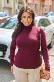 Женская  водолазка из вискозы Ri127 цвет бордовый, размер 48/52