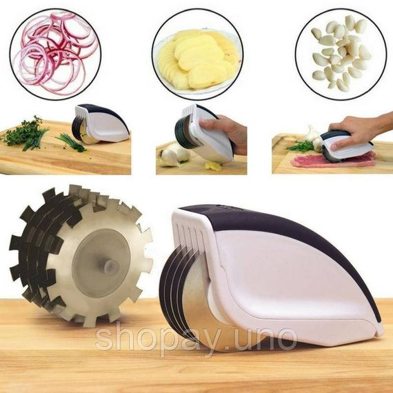 Ніж для нарізки 3 в 1 Rolling Mincer w-53 та Tenderizer з часниковим пресом овочерізка | Зображення 6