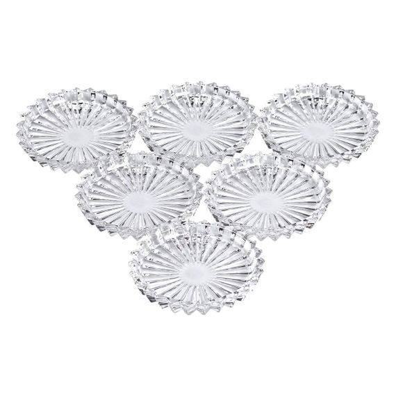 Набір із 6 тарілок для подачі по 12 см скляні прозорі круглі HP-YH-31