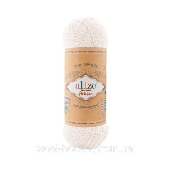 Шкарпеткова пряжа Alize Artisan Superwash, білий 55