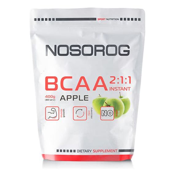 Амінокислота BCAA для спорту Nosorog Nutrition BCAA 2:1:1 400 g /72 servings/ Apple