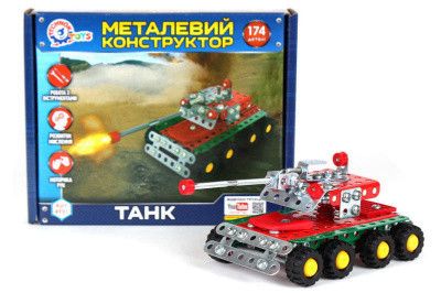 Конструктор металлический "Танк" в коробке, 174 детали 4951 ТЕХНОК | Зображення 1