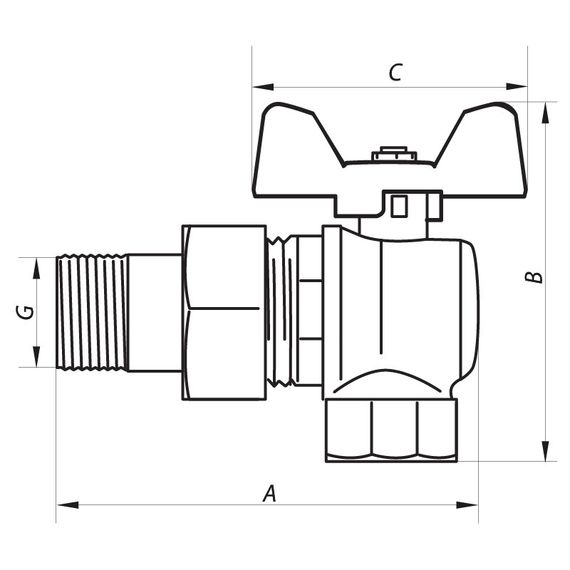 Кран шаровой с американкой угловой 3/4" ГШМ (NF.941) Nolf (NF2965) | Зображення 1