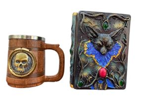 Подарунковий набір Кухоль 3D Череп Gold Rose та Блокнот 3D «Лісовий Гримуар Лиси»