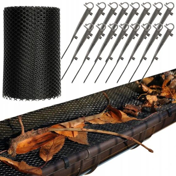 Сетка защитная для водостока от листьев 6 м х 18 см 15 крючков VOREL-69851 | Зображення 5